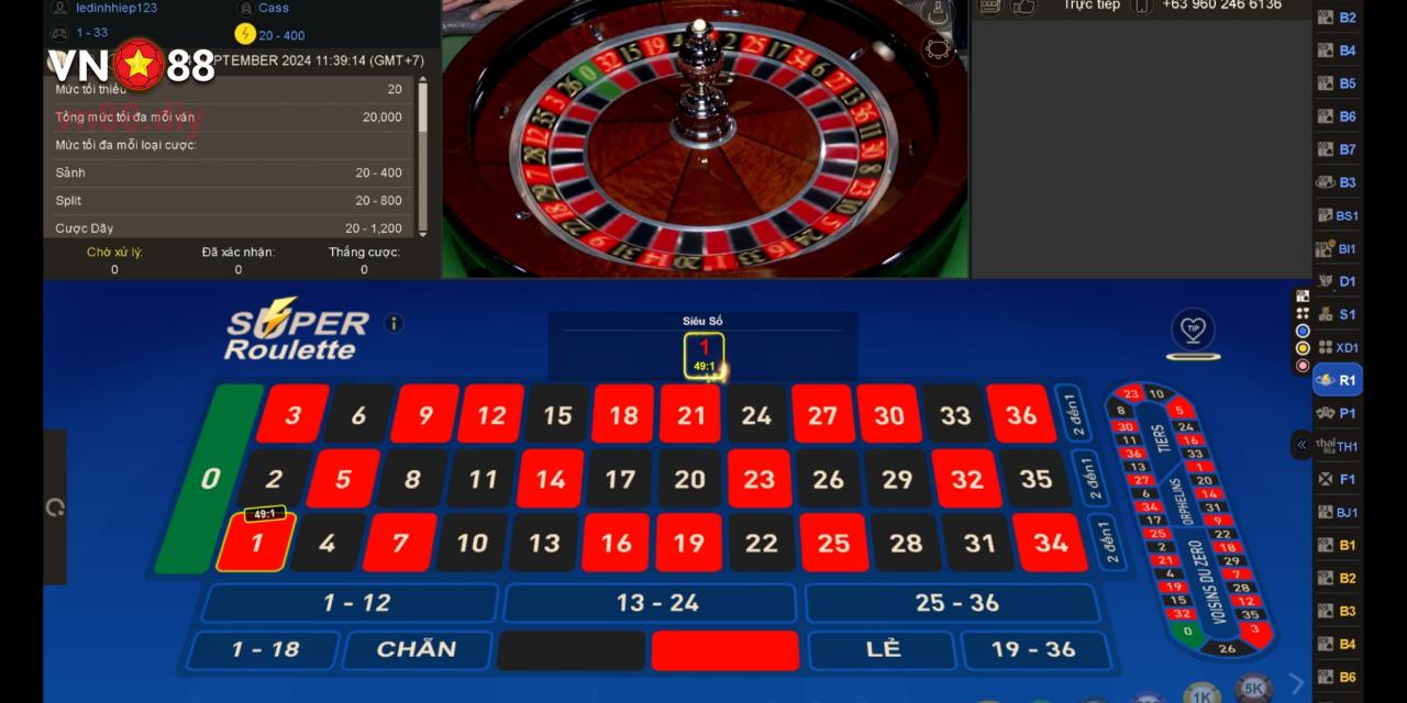 Trò Chơi Roulette Tại Sảnh Casino Club VN88